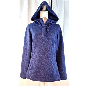 Columbia Womens Darling Day Pullover Hoodie Heathered Navy Kangaroo Pocket Sz L